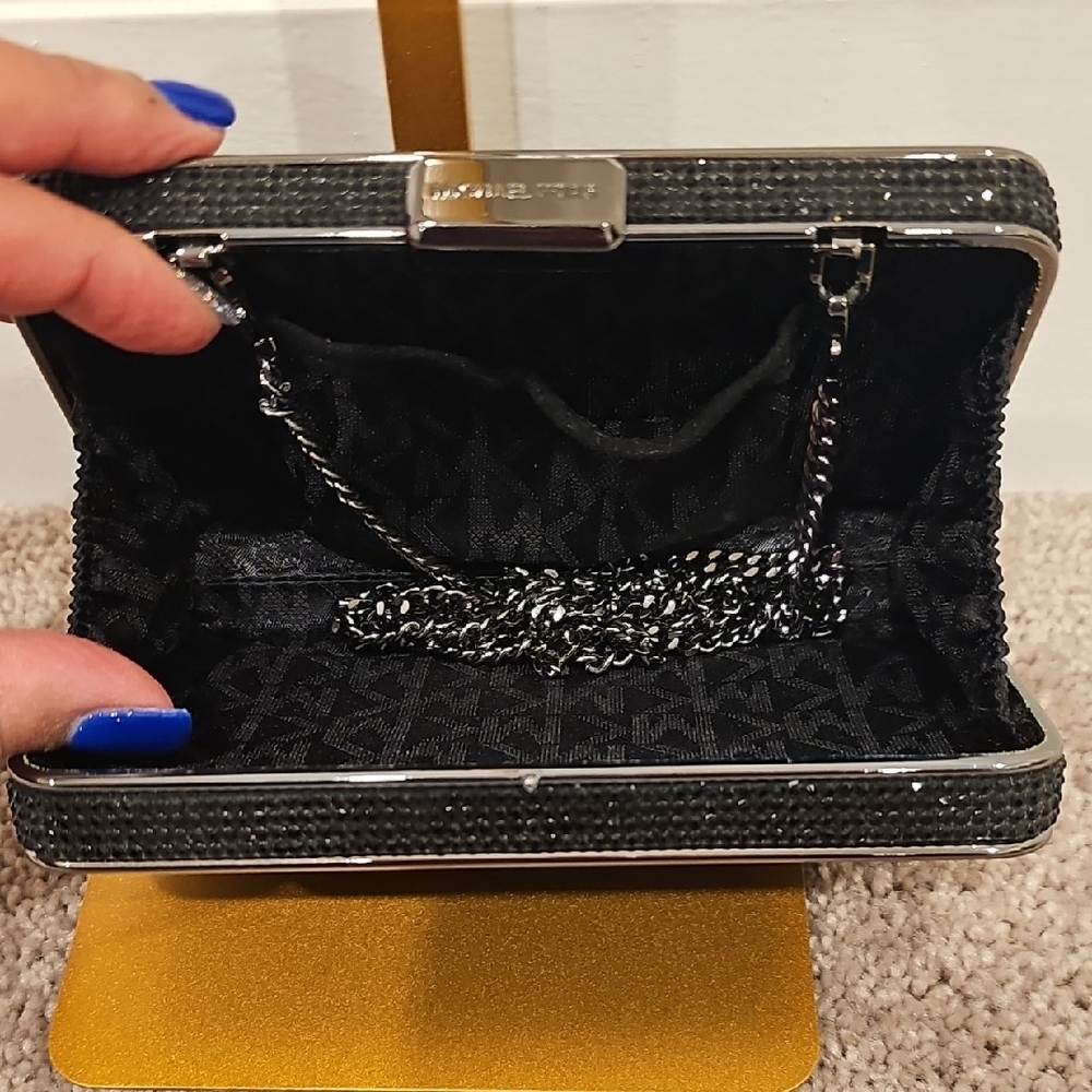 Michael Kors Black Beaded Evening Bag Clutch - Picture 3 of 5